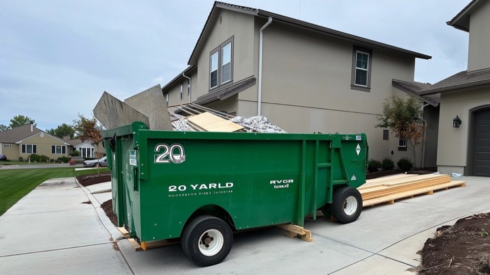 Renovation debris in a roll-off